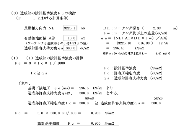 造成部の設計基準強度FCの検討